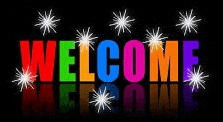 the word welcome is written in colorful letters on a black background with sparklers .