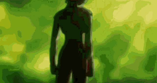 a green background with a silhouette of a person