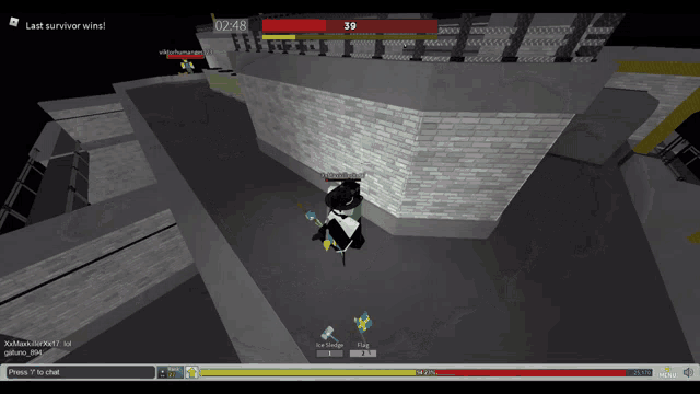 a screenshot of a video game shows a character with 39 health