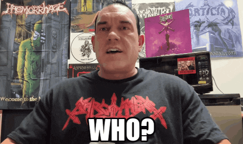 a man wearing a shirt that says " who "
