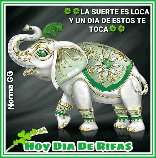 a picture of an elephant with the words hoy dia de rifas