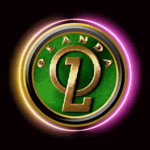 a green and gold logo with the letter l in the middle