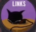 a black cat is laying on a table with a purple background and the words links .