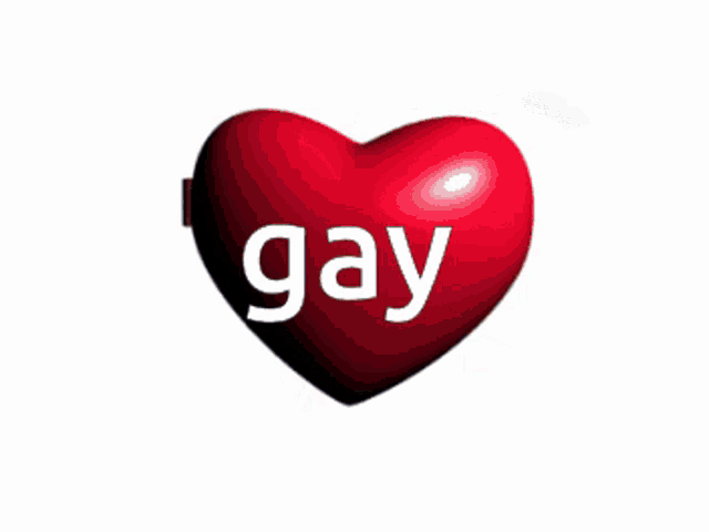 two red hearts with the word gay on it