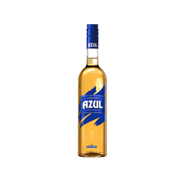 a bottle of azul wine with a blue label