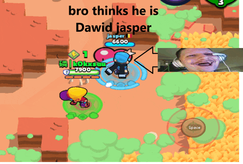 a screenshot of a video game with the words " bro thinks he is dawid jasper "