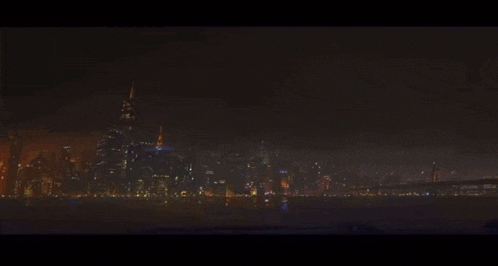 a digital painting of a city at night