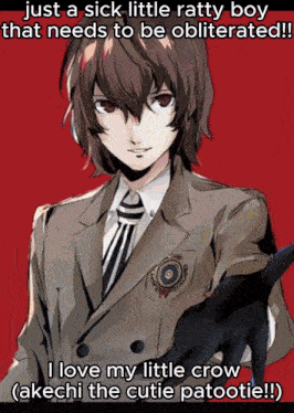 a sick little ratty boy that needs to be obliterated i love my little crow akichi the cutie patootle !!