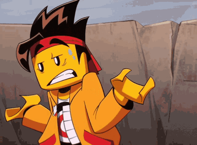a cartoon character is wearing a yellow jacket and a red tie