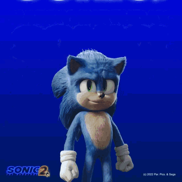 sonic the hedgehog is making a heart shape with his hands on a blue background .