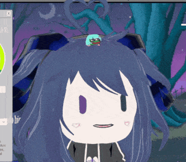 a computer screen shows a cartoon character with a heart shaped hair clip
