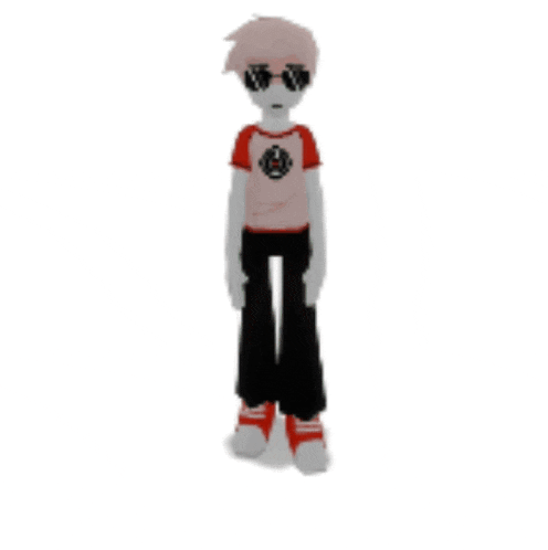 a cartoon character wearing sunglasses and a pink shirt is standing with his hands on his hips