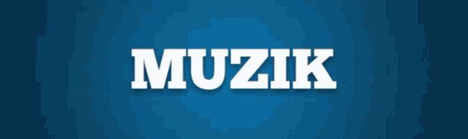a blue background with the word muzik in white
