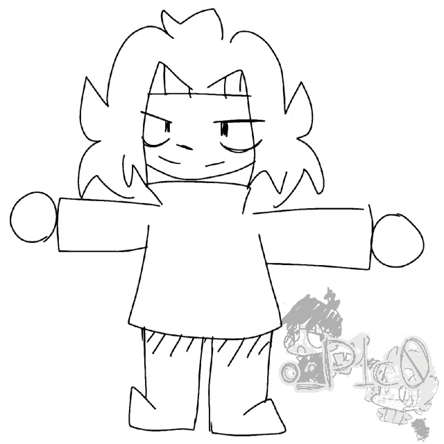 a black and white drawing of a person with their arms outstretched and the word pics in green