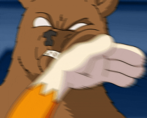 a cartoon drawing of a dog with a bandage on his hand