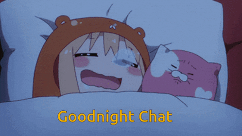 a cartoon of a girl and a cat with the words goodnight chat below it
