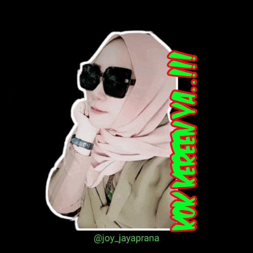 a sticker of a woman wearing a hijab and sunglasses says " kok kereen ya "