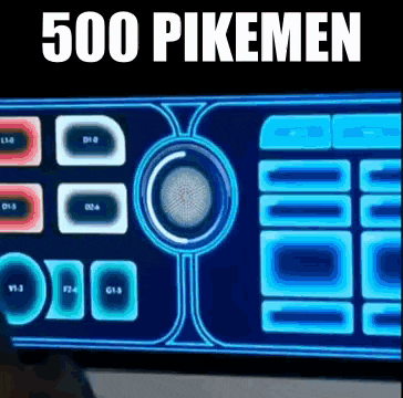 a computer monitor with the words 500 pikemen on it .