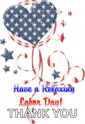 a greeting card for labor day with a heart in the shape of an american flag .