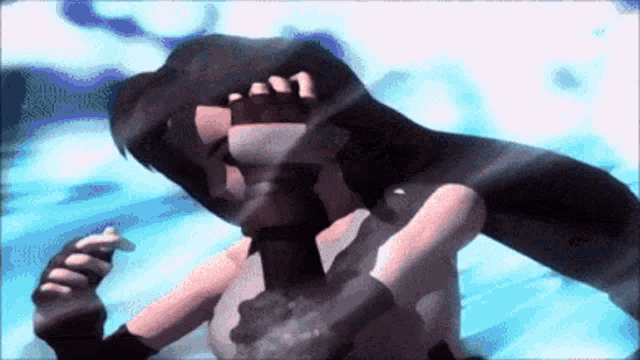 a computer generated image of a woman holding another woman
