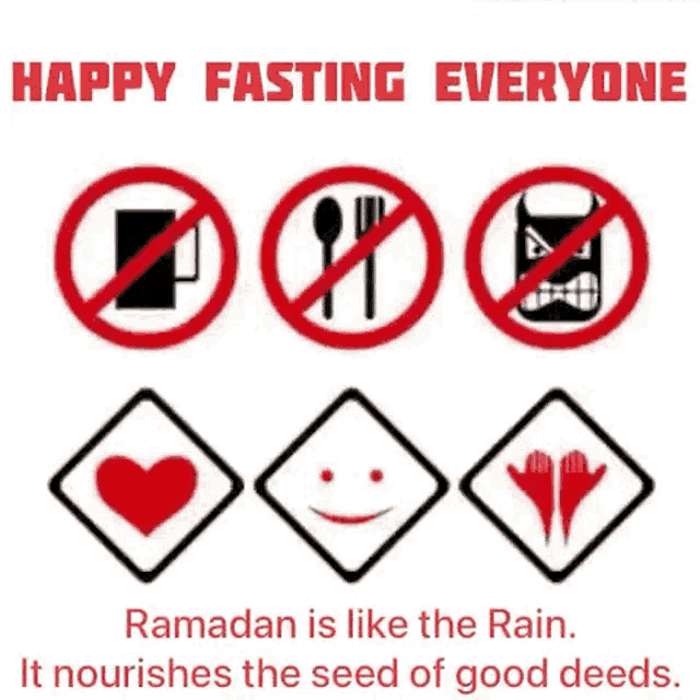 a poster that says happy fasting everyone and ramadan is like the rain
