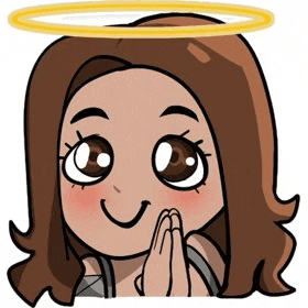 a cartoon of a girl with a halo on her head .