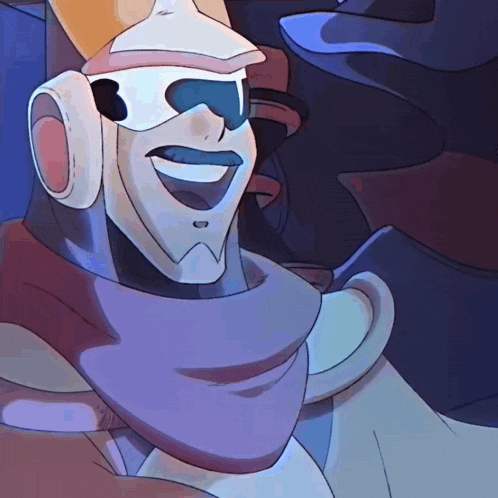 a cartoon drawing of a robot wearing sunglasses and headphones