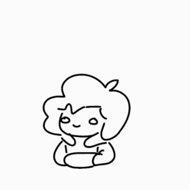 a black and white drawing of a cartoon character with a hat on .