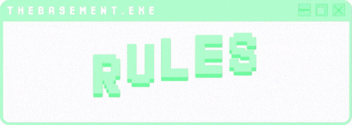 the word rules is written in a pixel art style