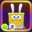 spongebob squarepants is wearing bunny ears and a bow tie in a game .