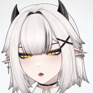 a close up of a girl with white hair and horns