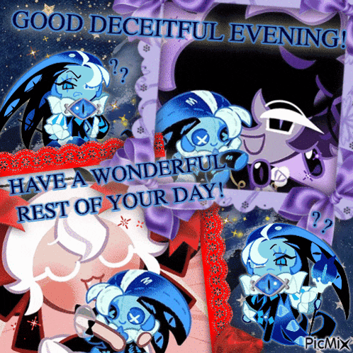 a good deceitful evening greeting card with a picture of a monster