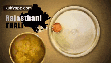 an advertisement for rajasthani thali with a map of rajasthan