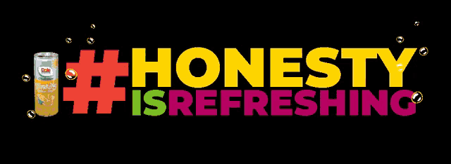 a can of honesty is refreshing sits on a black background