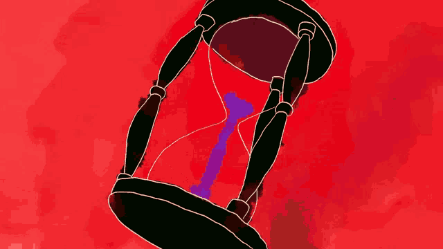 a drawing of a hourglass with a purple hourglass in it
