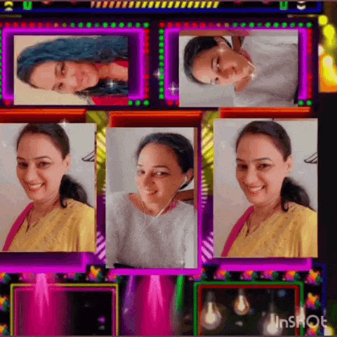 a woman is smiling in a collage of pictures .