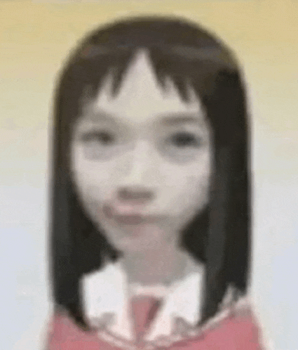 a close up of a girl 's face in a cartoon style .