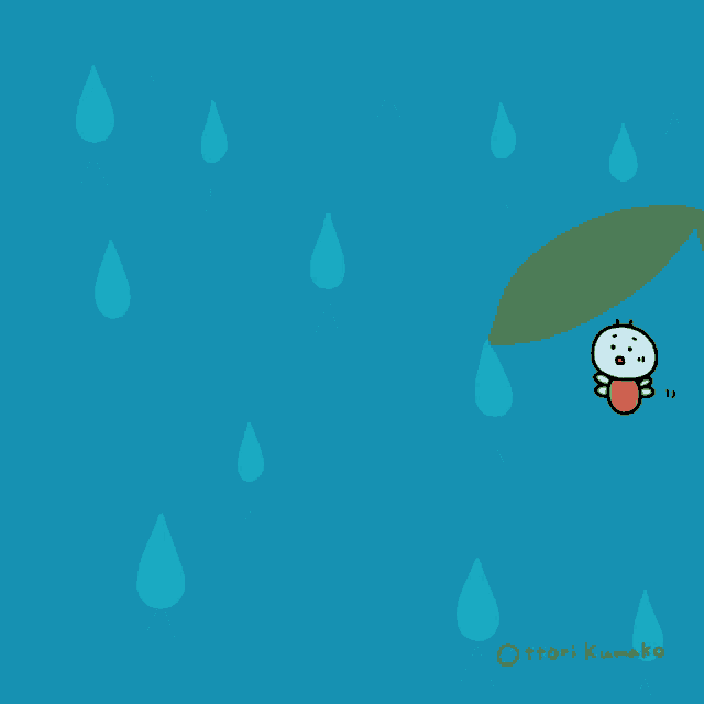 a cartoon drawing of a cat holding an umbrella with the name otori kumako on the bottom right