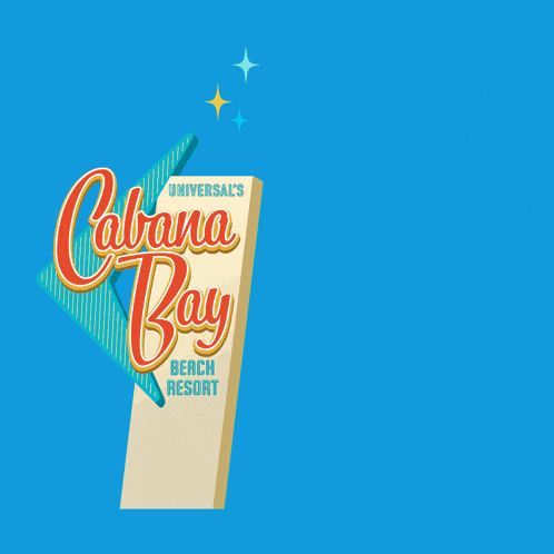 a sign for cabana bay beach resort says retro fun for everyone