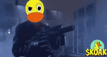 a picture of a rubber duck with the word skoak below it