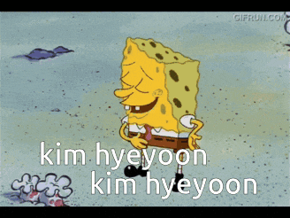 a cartoon of spongebob that says kim hyeyeon