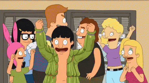 a group of cartoon characters including bob 's burgers are standing together