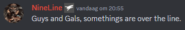 nineline vandaag om 20:55 says guys and gals somethings are over the line