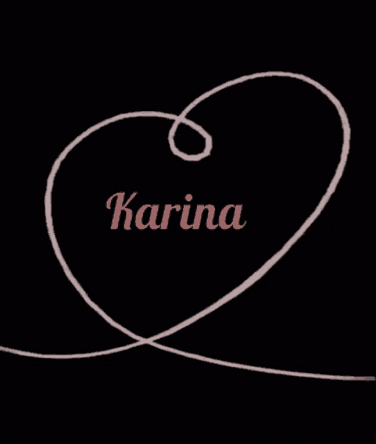 a drawing of a heart with the name karina written in red