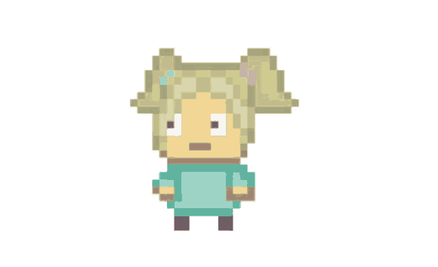 a pixel art illustration of a girl with blonde hair