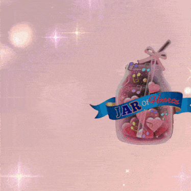a jar of hearts with a blue banner that says " jar of hearts "