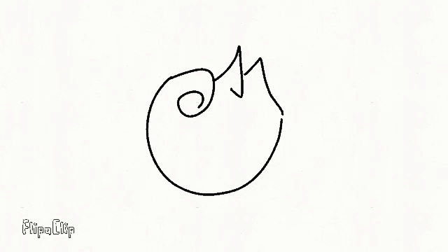 a black and white drawing of a circle with a swirl in the middle on a white background .