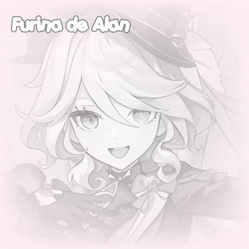 a black and white drawing of a girl with the name furia de alan on the bottom