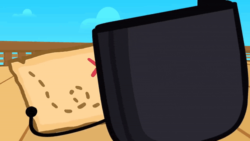 a cartoon drawing of a treasure map and a black object