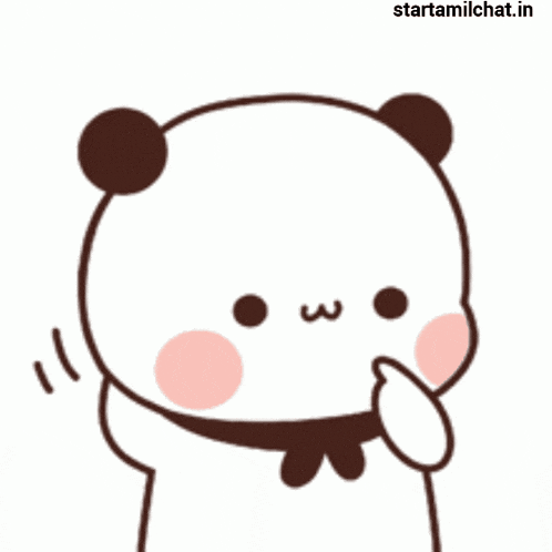 a cartoon drawing of a panda bear covering its mouth